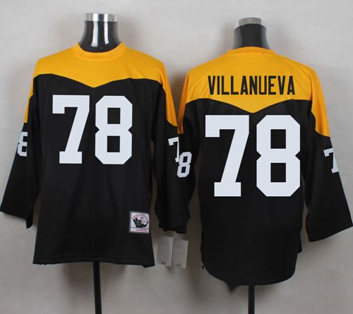 Mitchell And Ness 1967 Steelers #78 Alejandro Villanueva Black/Yelllow Throwback Men's Stitched NFL Jersey